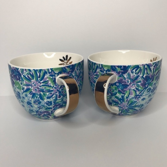 Lilly Pulitzer Floral Lion Face Mug Set (2) Gold - Picture 6 of 13
